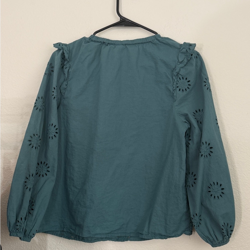 A new apparel A.n.A schiffli embroidered top teal blouse - Picture 7 of 7